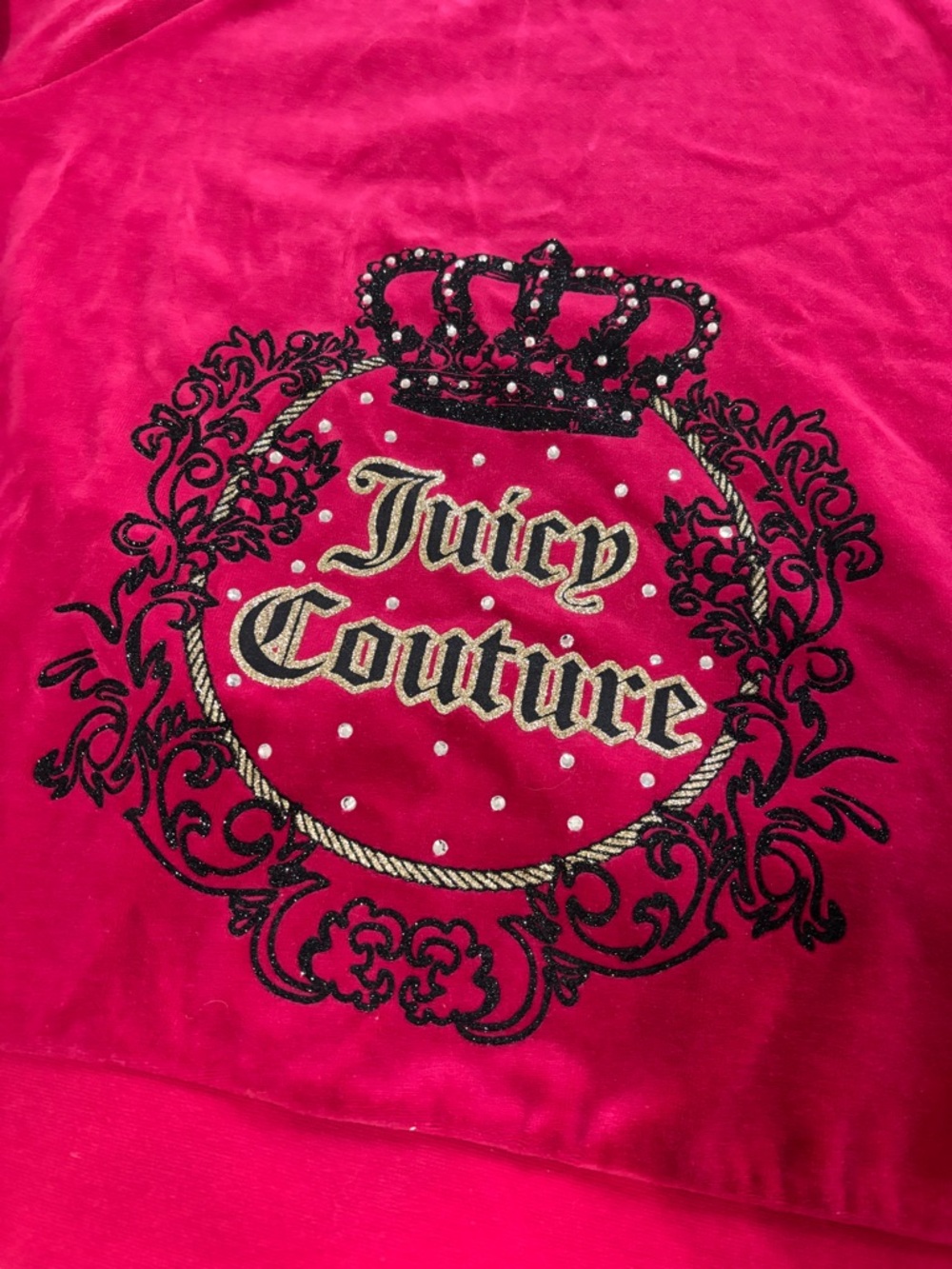 Juicy Couture Velour Zip Hoodie - Fuchsia with Gold Hardware